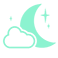 crescent moon and stars peeking behind cloud icon png